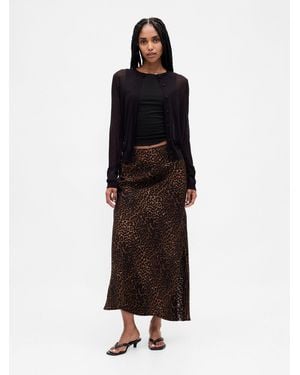 Gap Leopard Print Maxi Slip Skirt - Braun