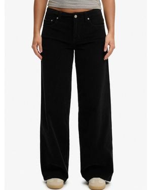 Superdry Mid Waist Baggy Mini Cord Pants - Black