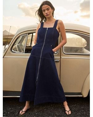 Ro & Zo Petite Denim Zip Front Midi Dress - Blue