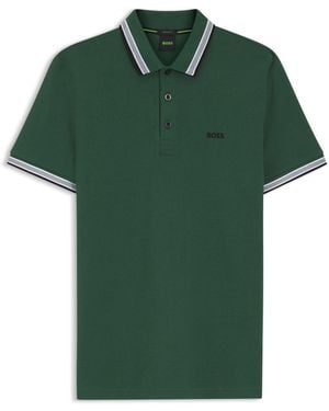 BOSS Regular Fit Paddy Tipped Collar Polo Shirt - Green