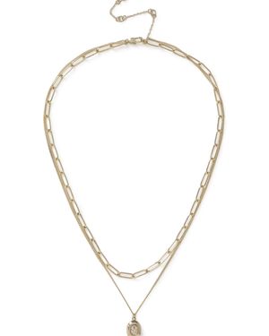 Aela Stainless Steel Locket Multirow Necklace - Natural