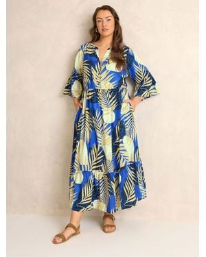 Evans Printed Boho Dress - Blue
