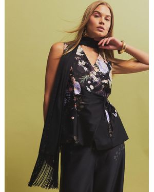 River Island Long Fringe Scarf - Black