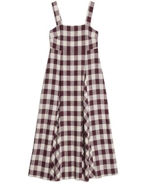Albaray Gingham Apron Dress - Purple
