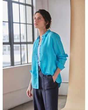 Pure Collection Linen Loose Fit Shirt - Blue