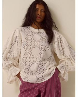 Monsoon Imogen Lace Blouson Blouse - Brown