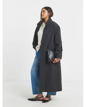 Simply Be Funnel Neck Longline Tech Parka - Blue