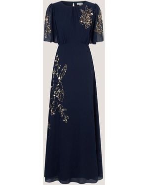 Monsoon Skyler Floral Embellished Maxi Dress - Blue