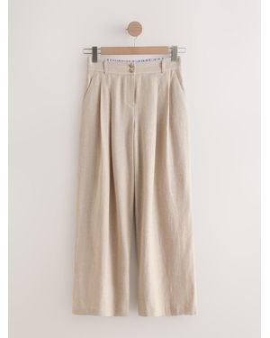 Next N. Premium Linen Rich Striped Wide Leg Trousers44 - Natur