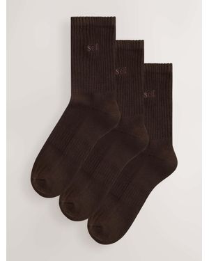Self Cushion Sole Ankle Socks - Brown
