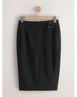 Next Wrap Midi Skirt With D-Ring - Black