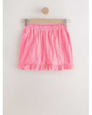 Next Gingham Shorts With Embroidery - Pink