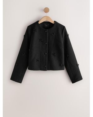 Next Beaded Bow Boucle Jacket - Black
