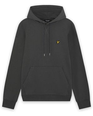 Lyle & Scott Dark Heavyweight Loopback Pullover Hoodie - Gray