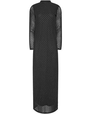 Long Tall Sally Glitter Lattice Mesh Maxi Dress - Black