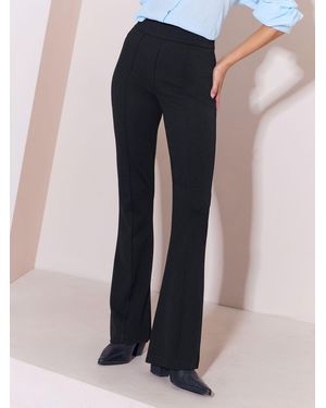 Lipsy Petite High Waisted Bootleg Jersey Pants - Blue