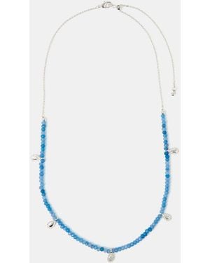 Accessorize Sterling-Plated Teardrop Quartz Necklace - Blue