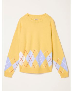 FatFace Fatface Rue Knitted Argyle Jumper - Yellow