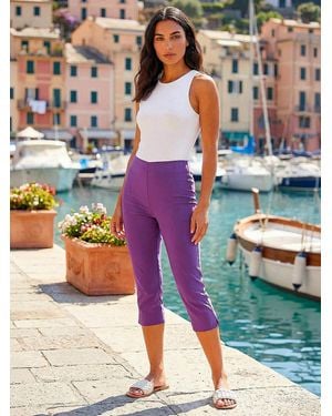 Roman Cropped Stretch Pants - Purple