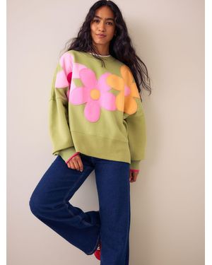 Little Bird by Jools Oliver Floral Applique Boxy Sweat Top - Blue