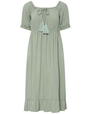 M Com Petite Tassel Detail Smock Dress - Green