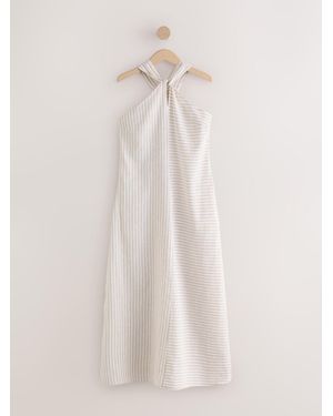 Next Halter Twist Neck Midi Dress - Natural
