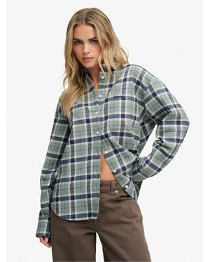 Superdry Check Flannel Relaxed Shirt - Blue