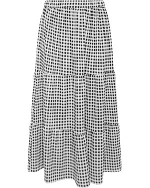 Yours Curve Gingham Jersey Tiered Skirt54-56 - Weiß