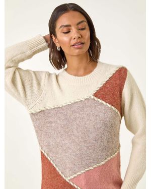 Roman Patch Work Knit Jumper - Natural