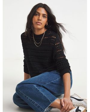 Simply Be Hole Knit Jumper - Black