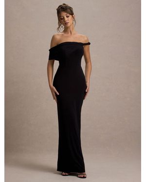 Club L London Alonza Twisted Bardot Maxi Dress - Black