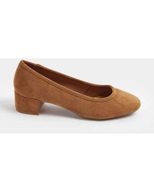 Long Tall Sally Block Heel Ballerina Pumps - Brown