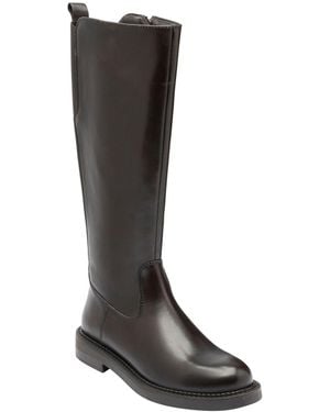 Lotus Leather Knee-High Boots - Black