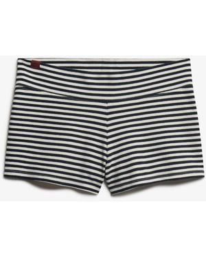 Superdry Stripe Athletic Essential Fold Over Shorts - Black