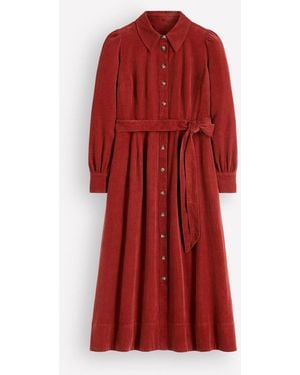 Boden Maeve Cord Midi Shirt Dress - Red
