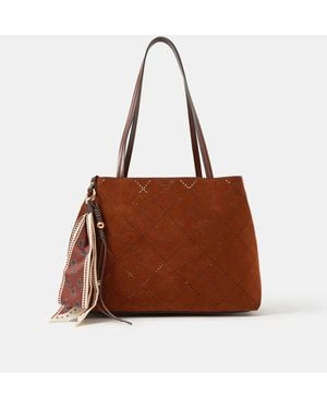 Accessorize Faux Suede Scarf Tote Bag - Brown