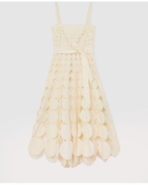 Reiss Petite Cotton Cut-Out Belted Midi Dress - Natural