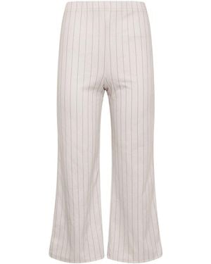 M Com Petite Stripe Wide Leg Trousers - White