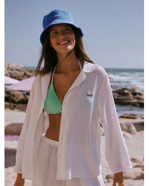 Self Beach Shirt With Linen - White
