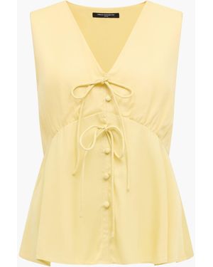 French Connection Candice Satin Bow Tie Up Top - Yellow