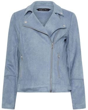 M Com Faux Suede Biker Jacket - Blue