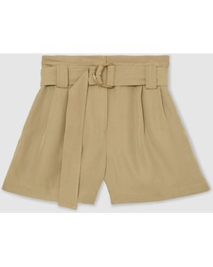 Reiss Lana Twill-Shorts Mit Gürtel - Natur