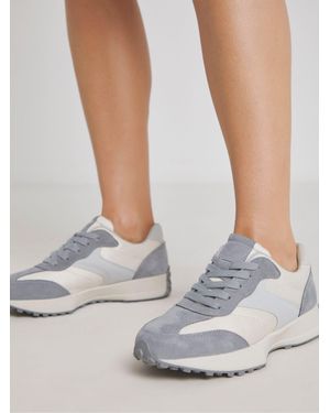 Simply Be Extra Wide Fit Leather Retro Runner Sneakers - White