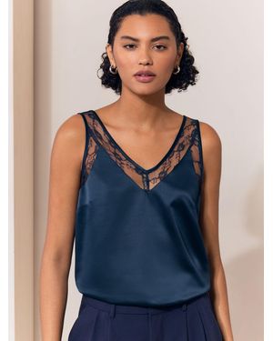 Lipsy Lace Satin Vest - Blue