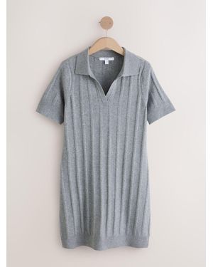 Next Supersoft Short Sleeve Polo Mini Dress - Gray