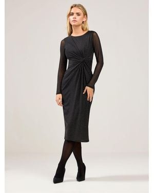 M Com Petite Glitter Knot Front Dress - Black