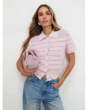 River Island Short Sleeve Daisy Knitted Cardigan - Pink