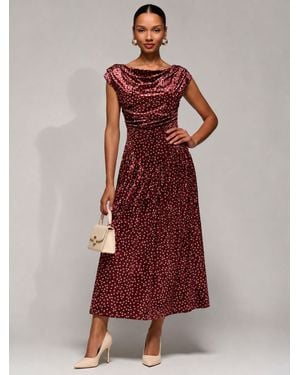 Jolie Moi Cowl Neck Velvet Midaxi Dress - Red