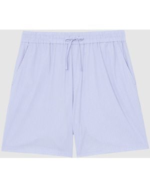 Reiss Arlott Cotton-Blend Drawstring Pinstripe Shorts - Purple
