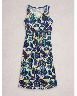 White Stuff Dark Heidi 100% Cotton Jersey Dress - Blue